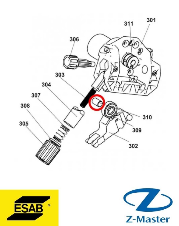 Ось подшипника 0349312052 Esab