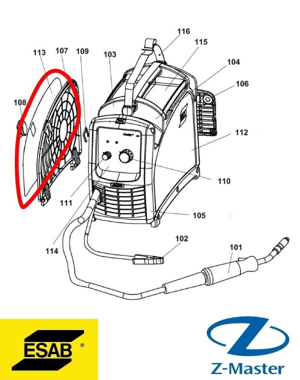 Наклейка на корпус левая 0349312068 Esab (Эсаб)