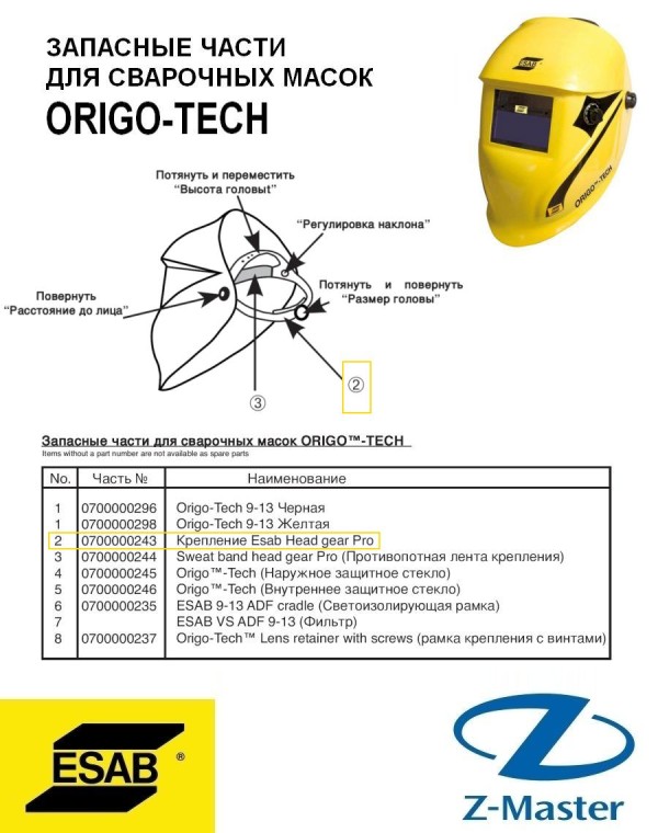 Крепление Esab Head gear Pro 0700000243 Эсаб