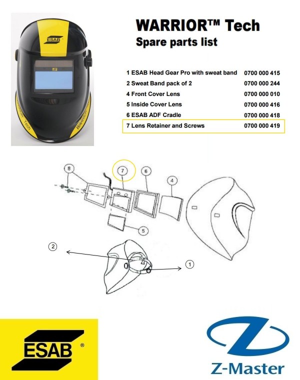 Фиксатор линзы для маски сварщика WARRIOR Tech 0700000419 Esab