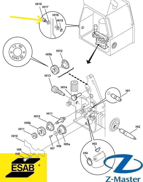 Входное сопло 0.8-1.6 мм Fe, SS, A 0156602001 Esab