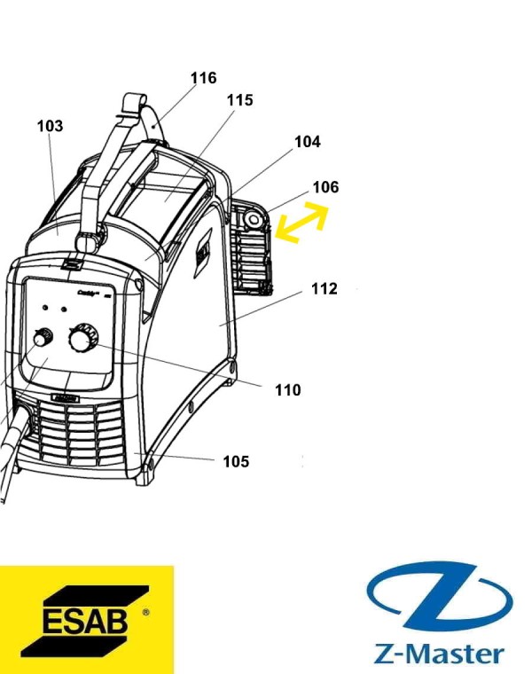 Задняя решётка Caddy Mig C200i 0349311915 Esab
