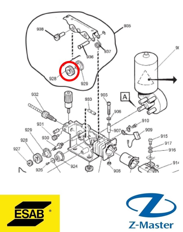 Подающий/прижимной ролик 0.6-0.8мм 0459052001 Esab