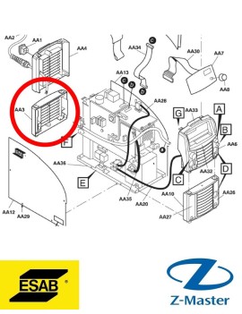 Задняя панель AC, блок охлаждения Caddy Tig 2200i Esab 0460139001