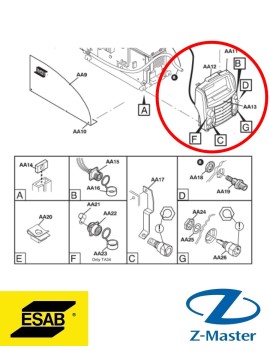 Передняя панель Tig TA33 в сборе 0460379882 Esab (Эсаб)