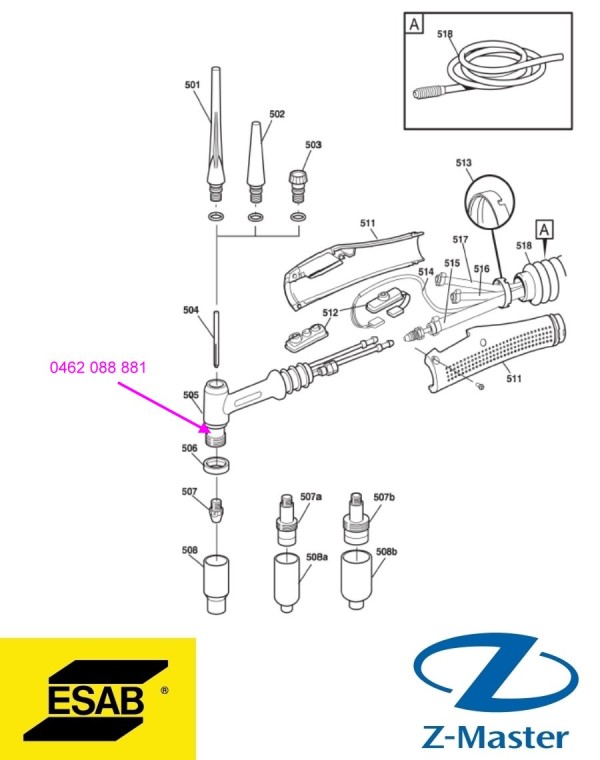 Головка сварочной горелки TXH 400w 0462088881 Esab
