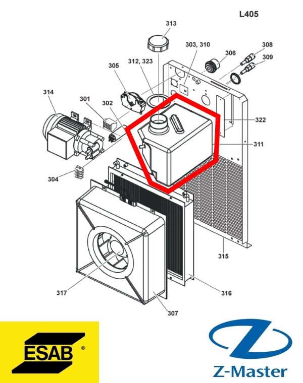Резервуар для воды LAW 0469689001 Esab (Эсаб)